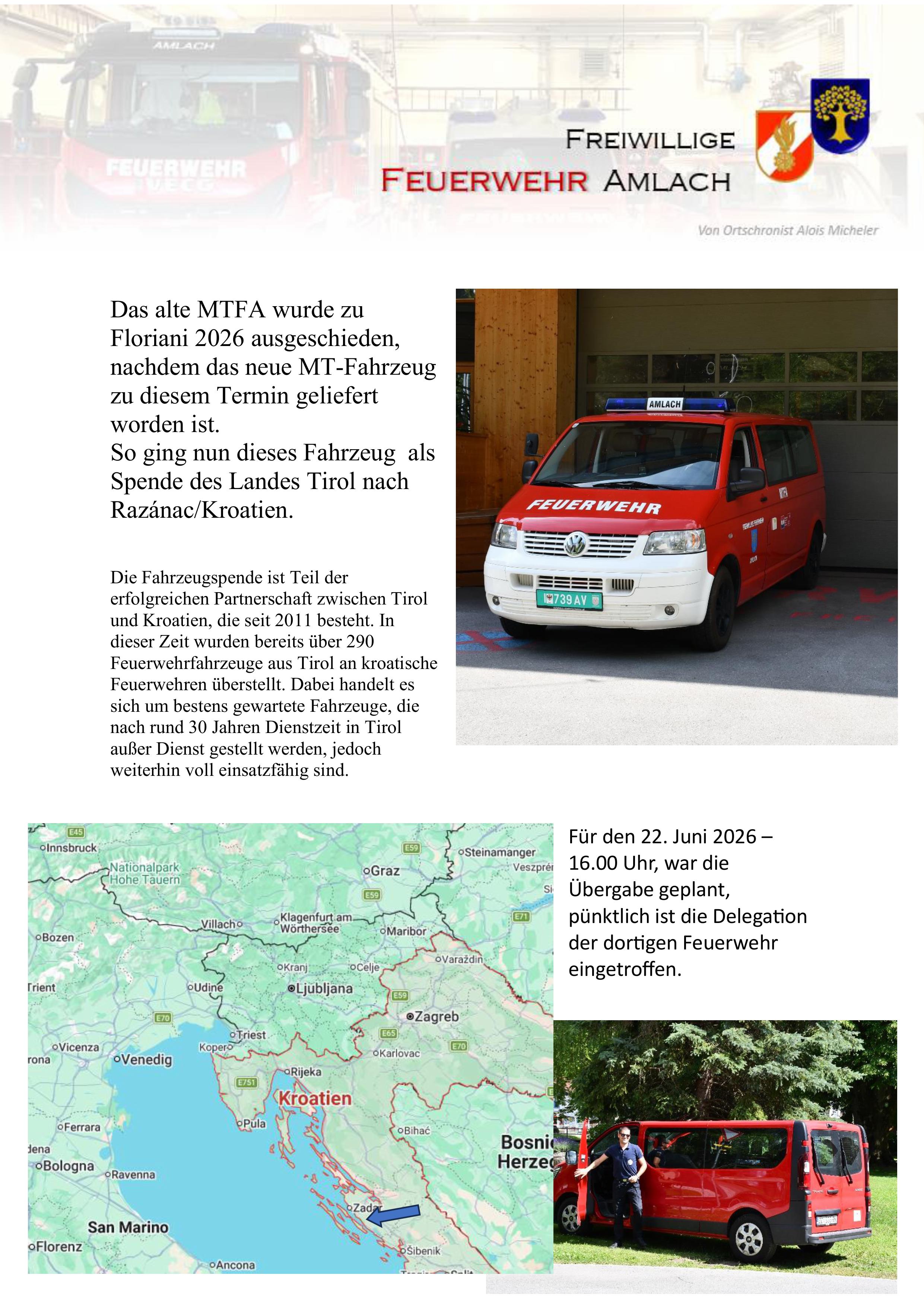 Aktuelles - Fahrzeugübergabe MTFA